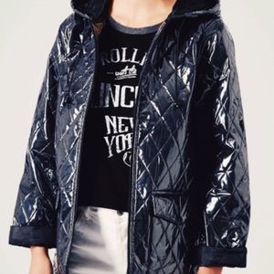 Topshop quilted plastic rain jacket size 2